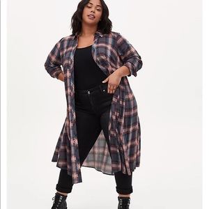 NWOT MULTI PLAID CHALLIS DUSTER SHIRT KIMONO